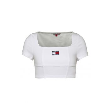 Tricou crop cu detaliu logo aplicat