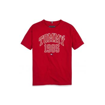 Tricou cu decolteu la baza gatului si imprimeu logo