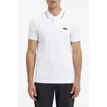 Tricou polo slim fit din material pique