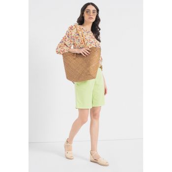 Bluza cu imprimeu floral si maneci 3/4