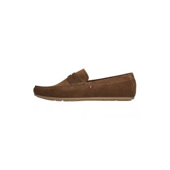 Pantofi loafer de piele intoarsa cu logo discret