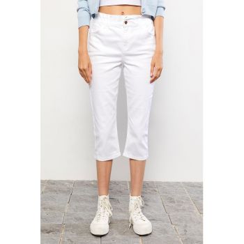 Pantaloni capri cu talie inalta
