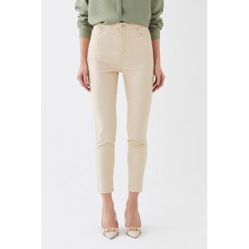 Pantaloni slim fit cu talie inalta