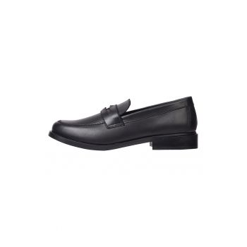 Pantofi loafer de piele cu varf rotund