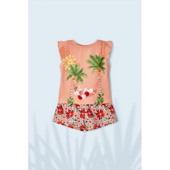 Set de imbracaminte cu model tropical - 2 piese