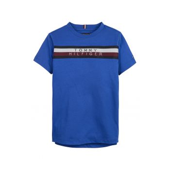 Tricou cu decolteu la baza gatului cu logo