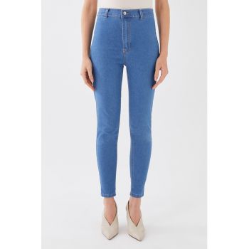 Blugi skinny cu talie inalta