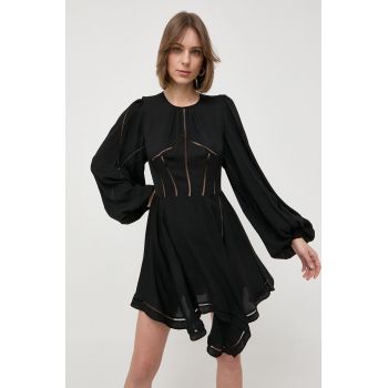 Elisabetta Franchi rochie culoarea negru, mini, evazati