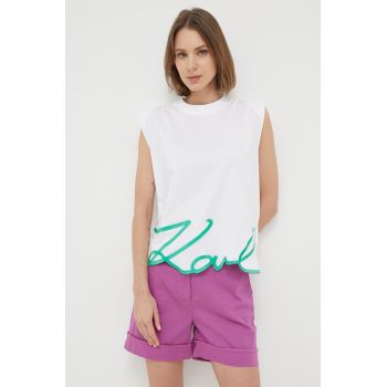 Karl Lagerfeld tricou din bumbac culoarea alb