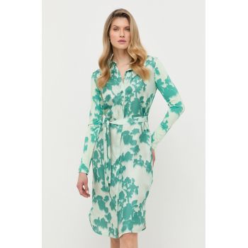 Max Mara Leisure rochie din amestec de matase culoarea verde, mini, evazati