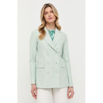 Max Mara Leisure sacou culoarea verde, cu doua randuri de nasturi, neted