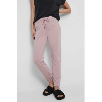 Medicine pantaloni de trening culoarea roz, drept, medium waist