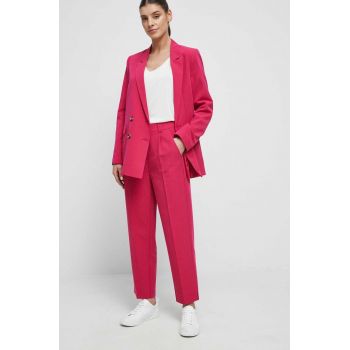Medicine pantaloni femei, culoarea roz, fason chinos, medium waist
