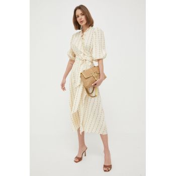Notes du Nord rochie culoarea galben, midi, drept