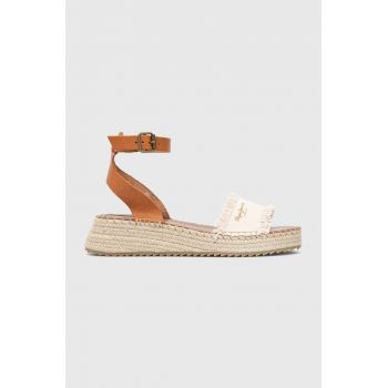 Pepe Jeans sandale KATE femei, culoarea bej, cu platforma