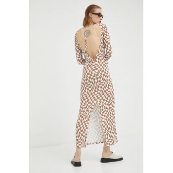 Résumé rochie culoarea maro, maxi, drept