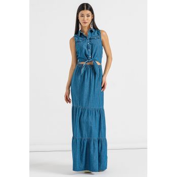 Rochie de denim cu decupaj frontal Aurora de firma originala