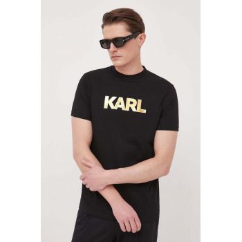 Karl Lagerfeld tricou din bumbac culoarea negru, cu imprimeu