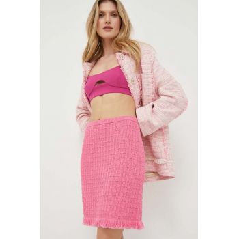 Luisa Spagnoli fusta culoarea roz, mini, drept