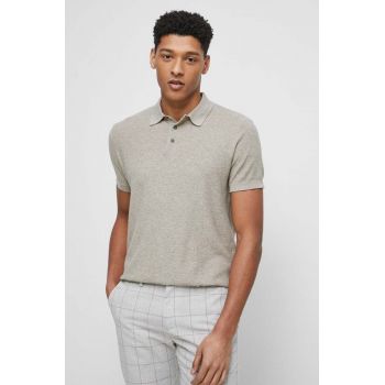 Medicine polo de bumbac culoarea bej, melanj