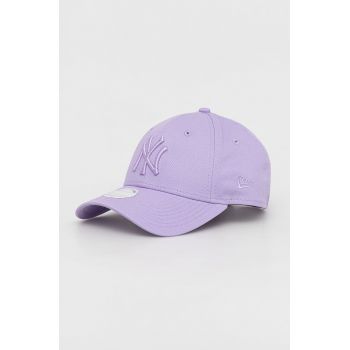 New Era șapcă de baseball din bumbac culoarea violet, neted, NEW YORK YANKEES