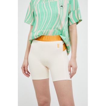 P.E Nation pantaloni scurți de antrenament Fairway culoarea bej, neted, high waist