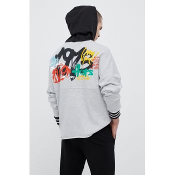 Puma bluza barbati, culoarea gri, cu glugă, cu imprimeu