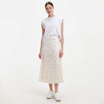 Reserved - Fustă midi cu imprimeu floral - Ivory Reserved - Fustă midi cu imprimeu floral - Ivory