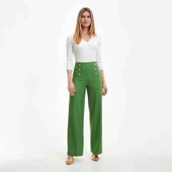 Reserved - Pantaloni cu nasturi decorativi - Verde