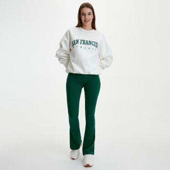 Reserved - Pantaloni flare din jerseu - Verde