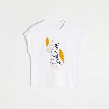 Reserved - Tricou kimono din bumbac - Alb