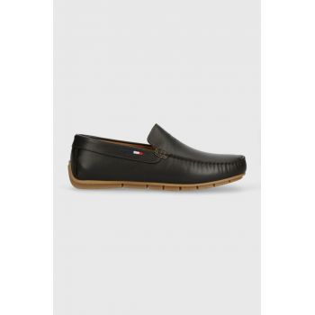 U.S. Polo Assn. mocasini de piele RIVER barbati, culoarea negru, RIVER002M