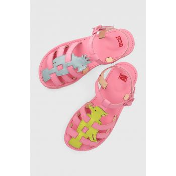 Camper sandale din piele pentru copii culoarea roz ieftine