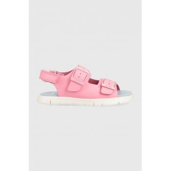Camper sandale din piele pentru copii Oruga culoarea roz ieftine