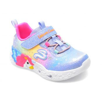 Pantofi SKECHERS albastri, UNICORN CHARMER, din piele ecologica