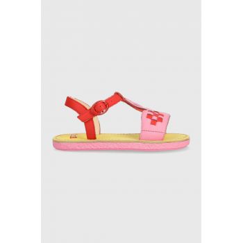 Camper sandale din piele pentru copii culoarea rosu
