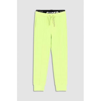 Coccodrillo pantaloni de trening din bumbac pentru copii culoarea verde, neted