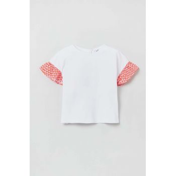 OVS tricou din bumbac pentru bebelusi culoarea alb