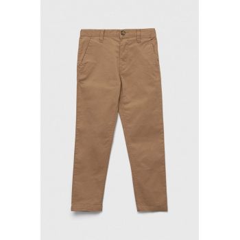 United Colors of Benetton pantaloni copii culoarea bej, neted