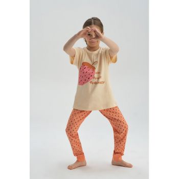 Pijama de bumbac cu imprimeu grafic
