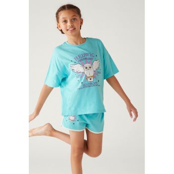 Pijama din bumbac cu imprimeu