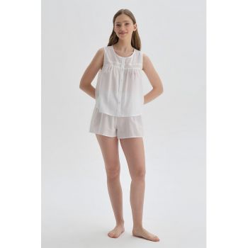 Pijama scurta de bumbac cu inchidere cu nasturi