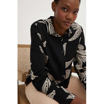 Answear Lab camasa femei, culoarea negru, cu guler clasic, relaxed ieftina