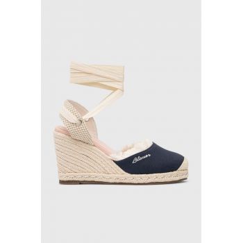 Blauer espadrile Wells culoarea albastru marin, toc pana, S3WELLS01 de firma originale