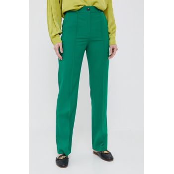 Joop! pantaloni din lana culoarea verde, drept, high waist