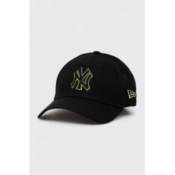 New Era șapcă de baseball din bumbac culoarea negru, cu imprimeu, NEW YORK YANKEES