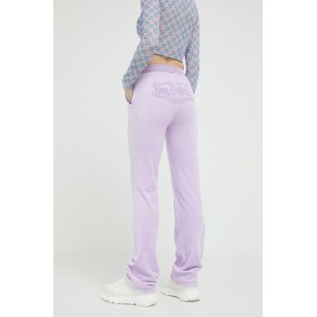 Von Dutch pantaloni de trening culoarea violet, cu imprimeu de firma original