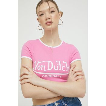 Von Dutch tricou femei, culoarea roz