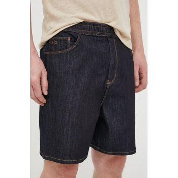 Armani Exchange pantaloni scurti jeans barbati, culoarea albastru marin