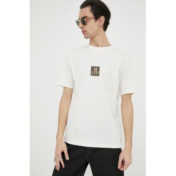 Marc O'Polo tricou din bumbac culoarea bej, cu imprimeu